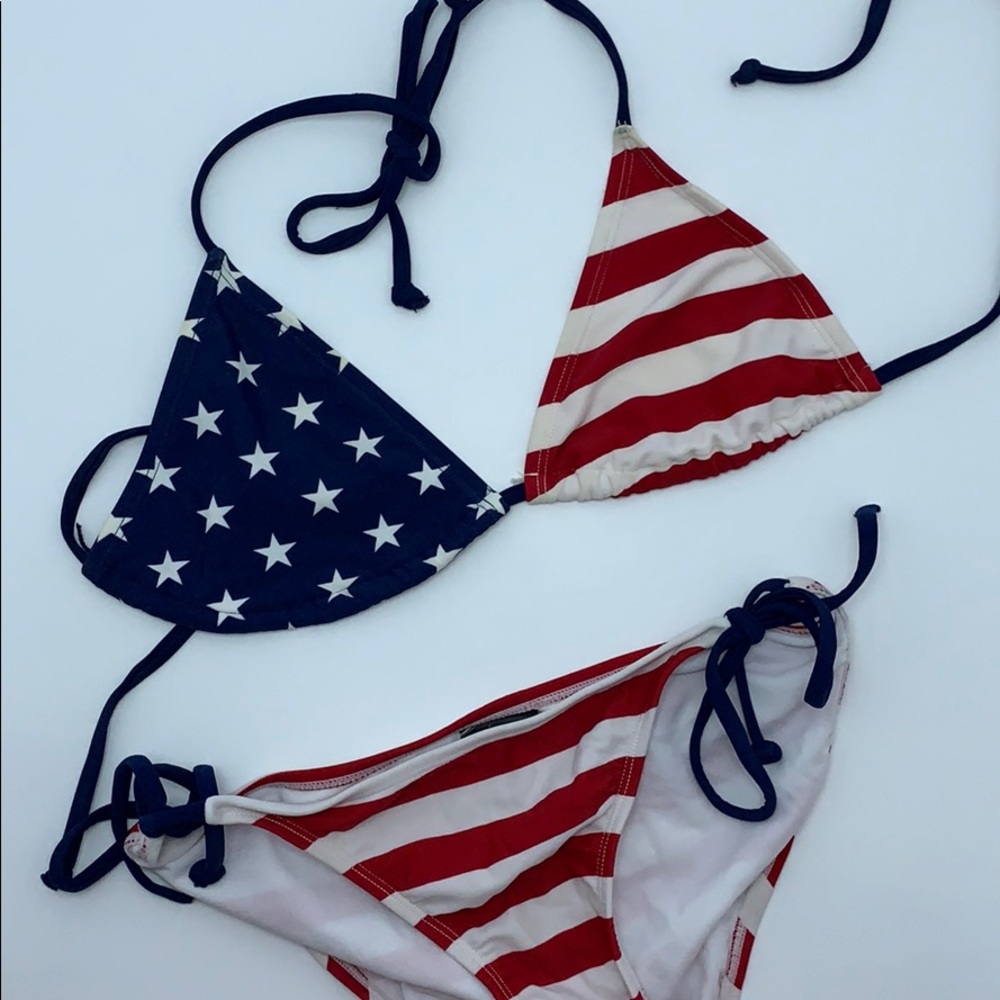 Patriotic American flag string bikini